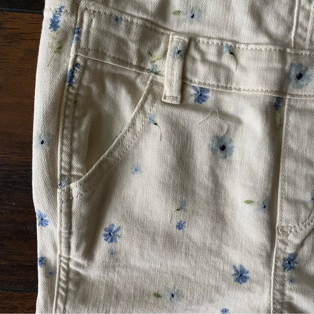Old Navy Kids Overalls, White with Blue Flowers, Size 5T